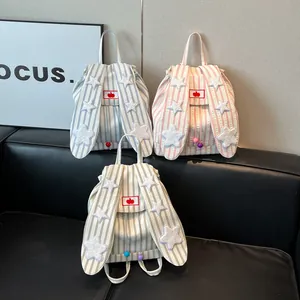 Cute bunny ear backpacks with star patterns and stripes, versatile casual style bags