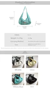 Dimensioni dettagliate della borsa grande in nylon impermeabile con opzioni di colore