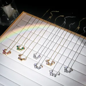 Opvouwbare klaverketting met kleurrijke zirkoonstenen in goud en zilver plating