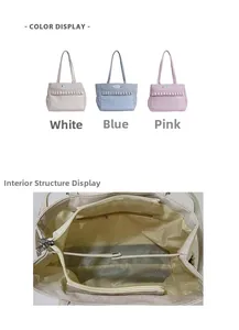 Vue détaillée de l'intérieur spacieux du sac avec compartiments zippés et rangements