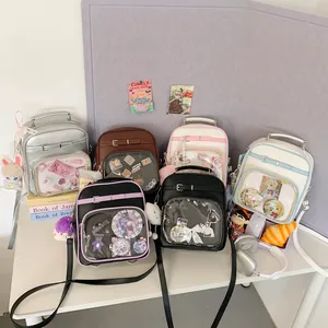 Japanese style Ita Bags with transparent PVC windows and durable PU leather straps