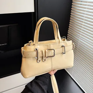Borsa Sottobraccio in Pelle PU Lucida da Donna Tote Retro Con Fibbia Cintura Tracolla Regolabile Borsa a Spalla Per Quotidiano