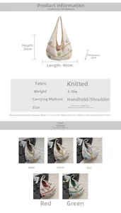 Tableau des tailles détaillé et options de couleurs pour le sac cabas en crochet fleuri