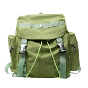 Light green lightweight nylon backpack with large capacity and multi-pocket design