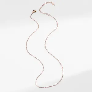 18K rose gold stainless steel link necklace with lobster clasp and extension chain