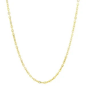 Classic 18K gold plated stainless steel cable chain necklace 45cm with lobster clasp