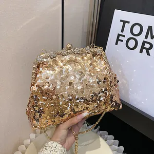 Luxe Pailletten Avondtas Clutch Voor Vrouwen Glitter Strass Ketting Schoudertas Crossbodytas Formele Feest Bruiloft Tas