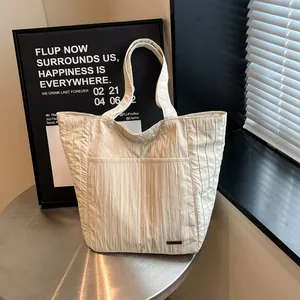 Borsa Tote Trapuntata da Donna Grande Capacità Moda Piegghettata Oxford a Pois Borsa a Spalla Casual Pendolare Sottobraccio