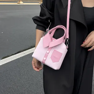 Pink shirt-shaped crossbody bag for women with collar design and fashion shoulder strap
