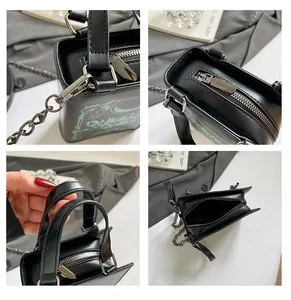 Detailed views of Halloween witch bag showing metal zippers, straps, and leather texture