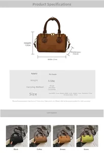 Detaillierte Größenangaben für die Vintage Boston Zylindertasche aus mattem PU-Material