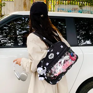 Borsa Ita nera con motivo a stelle e finestra trasparente per gadget anime