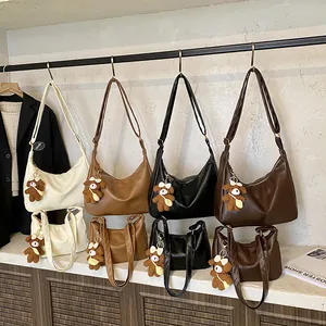Sac fourre-tout rétro minimaliste de grande capacité en quatre couleurs avec ours
