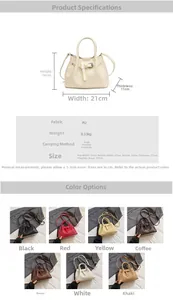 Detailed size specifications for small square PU handbag with woven texture and crossbody strap