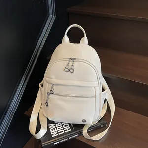 Zaino da Donna in Pelle PU a Trama Litchi Impermeabile Grande Capacità Borsa da Scuola alla Moda per Viaggi Pendolarismo