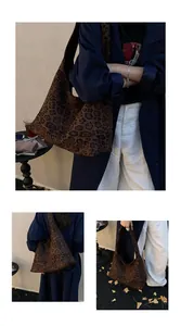 Detailed texture of leopard print tote bag fabric with spacious interior for daily use