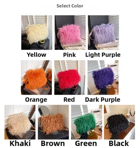 Detailed color selection guide for plush crossbody bags featuring ten vibrant furry options