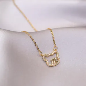 Collier Pendentif Ours Creux En Acier Titane Avec Zircon Symbole Scorpion M Bijoux De Mode Minimalistes Pour Femmes