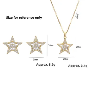 Set gioielli a stella con collana e orecchini in acciaio con zirconi brillanti
