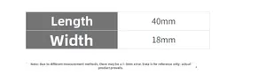 Detailed size chart showing lace bow hair tie dimensions of 40mm length and 18mm width