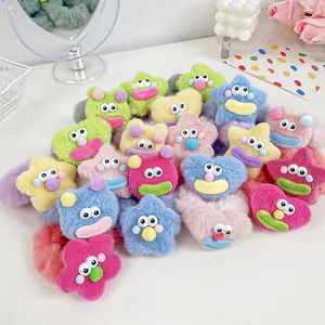 Chouchous Peluche Monstres Gros Yeux Pour Femmes Filles Élastiques Cheveux Colorés Fausse Fourrure Étoile Cœur Accessoires Cheveux