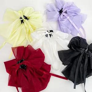 Pinces à cheveux élégantes avec nœuds en organza multicouches en cinq couleurs