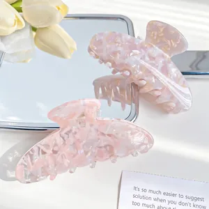 Grandes pinces à cheveux en acétate marbré rose et violet avec design à dents croisées