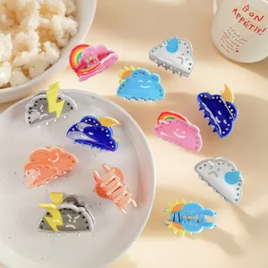 Weather Series Cloud Hair Claws Acrylic Rhinestone Sun Moon Rainbow Patterns Cute Ins Style Hair Clips For Women Girls Headwear