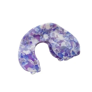 Pince à cheveux élégante en acétate en forme de U avec texture marbrée bleu et violet