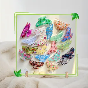 Acrylic Large Hair Claw Clip French Romantic Floral Fruit Printed Shark Clip For Women Daily Hair Styling Accessory