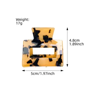 Pince à cheveux carrée en acétate écaille de tortue, taille 5x4,8cm, poids 17g