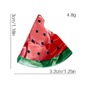 Cute mini watermelon acetate hair claw clip for women with detailed size measurements