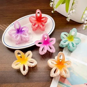 Pince à Cheveux Fleur Dégradée pour Femmes en Plastique Creux Pince à Cheveux Mate Accessoires de Cheveux Élégants