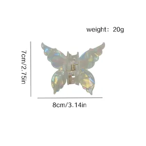 Pinza per capelli a farfalla iridescente per donna, accessorio per capelli da 8 cm