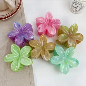 Pince à Cheveux Fleur Elégante Texture Marbre Frangipanier Clip Pour Femme Fille Accessoires Cheveux Plastique Durable