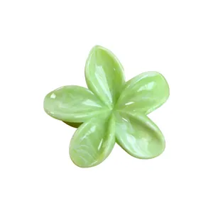 Pince à cheveux fleur vert pastel avec effet marbré et design 3D pour femme