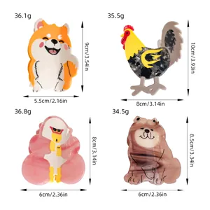 Acetate animal claw clips set including Shiba Inu and Chow Chow dog hair accessories