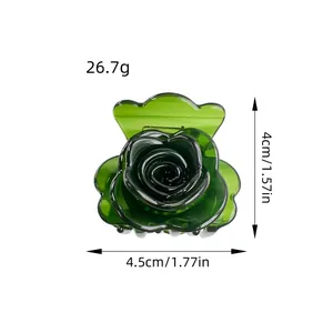 Pince à cheveux rose vert foncé avec dimensions 4,5cm et poids de 26,7g