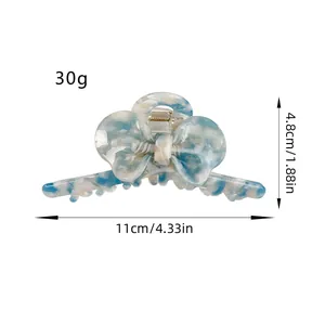 Blaue Marmor-Haarklammer mit Schleife aus Acetat, 11 cm Länge für Damenfrisuren