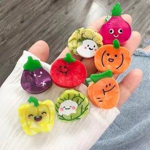 Cute Cartoon Vegetable Fruit Hair Claw Clips Acetate Small Hair Claws For Women Tomato Cabbage Carrot Pumpkin Eggplant Hair Accessories