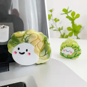 Cute cartoon cabbage hair claw clip with smiling face made of glossy acetate resin