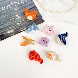 Simpatiche Mini Mollette per Capelli in Acetato con Animali Marini Delfino Balena Stella Marina Conchiglia per Donna Accessori Capelli