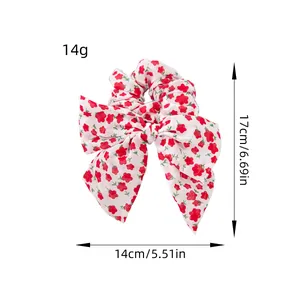 Chouchou à nœud floral pour femme, accessoire de cheveux été léger 17cm x 14cm