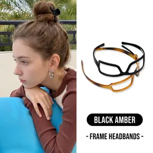 Sunglasses-shaped headband for volume boost, available in black and amber colors