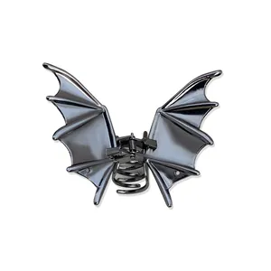 Pinza para el cabello de ala de murciélago gótica negra para peinados de Halloween