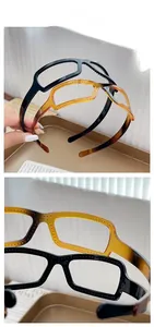 Close-up of a dual-use eyewear style headband with non-slip teeth in black and tortoise shell