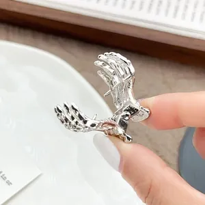 Gothic silver skeleton hand hair claw clip for women's side bangs and hair styling