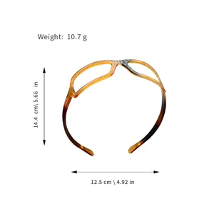 Tortoiseshell eyeglass shaped wavy headband for volume boost, 10.7g lightweight resin accessory