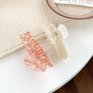 Ensemble de pinces à cheveux chic en PVC avec marbre rose et blanc perlé