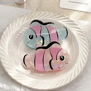 Süße Cartoon Clownfisch Haarklammer Perlmutt Gestreifte Fisch Shark Clip Süße PVC Haarschmuck Für Damen Mädchen Alltag